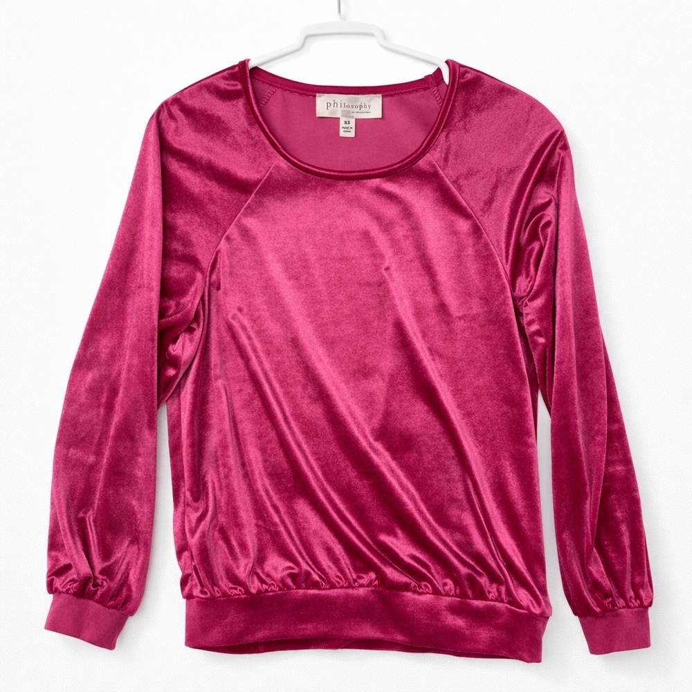 Philosophy Pink Velvet Women's Top (oversized XS)